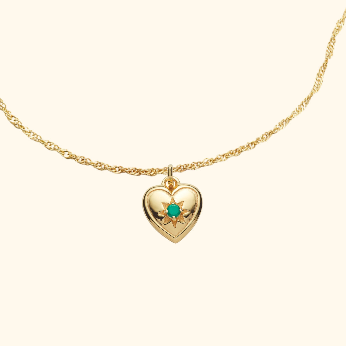 Hart Ketting met Groene Onyx | Gold Plated