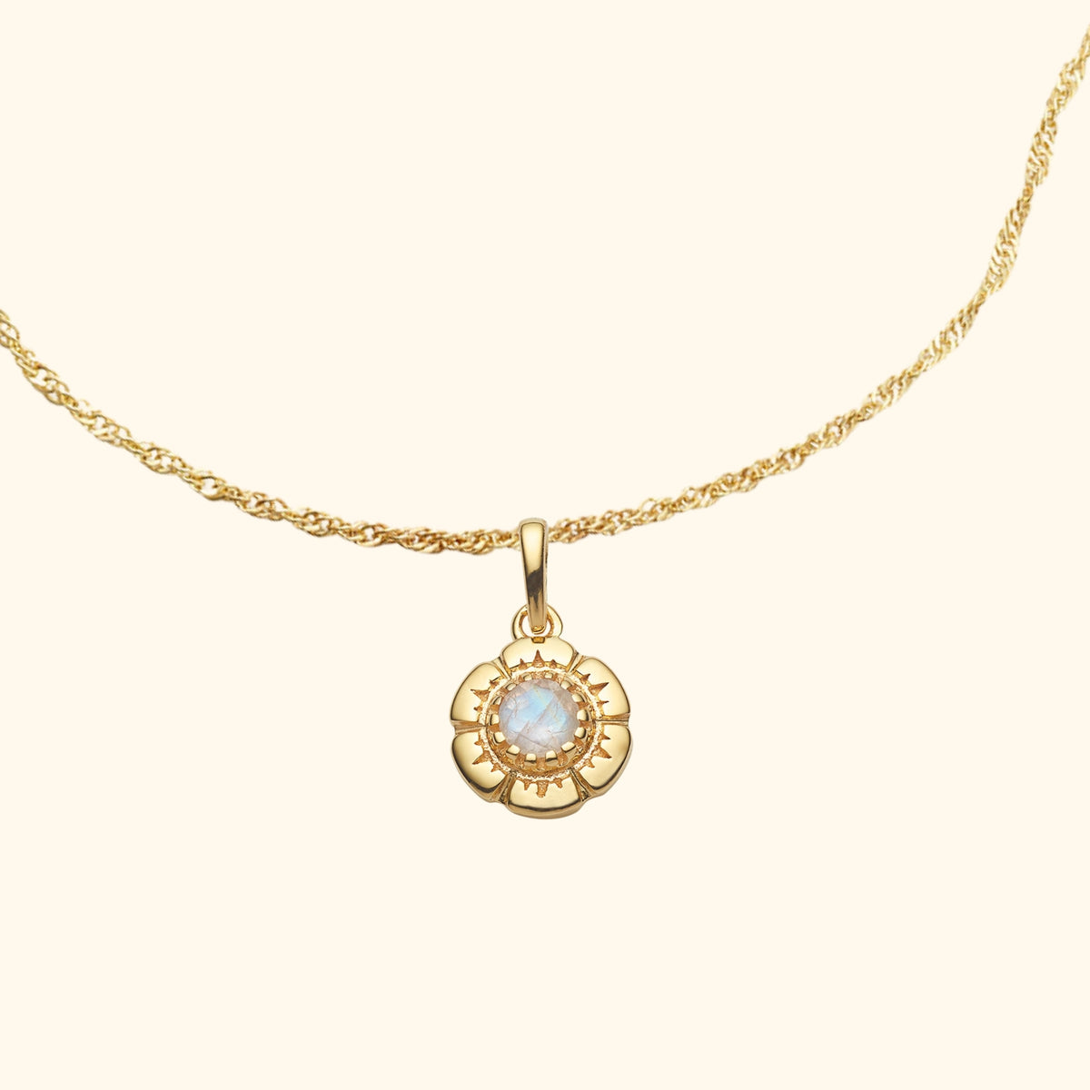 Maansteen Ketting Bloem | Gold Plated