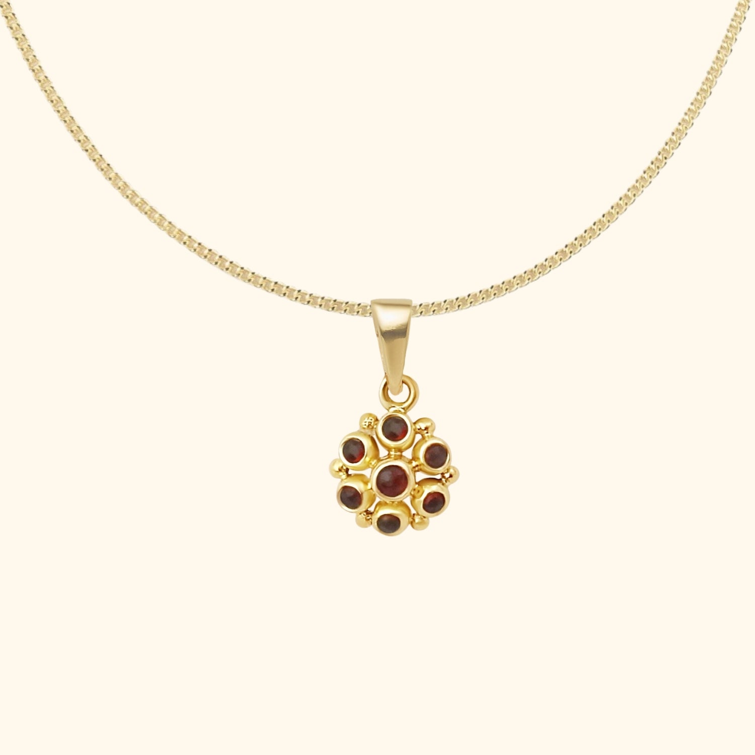 Vintage Garnet Pendant | 14K Gold