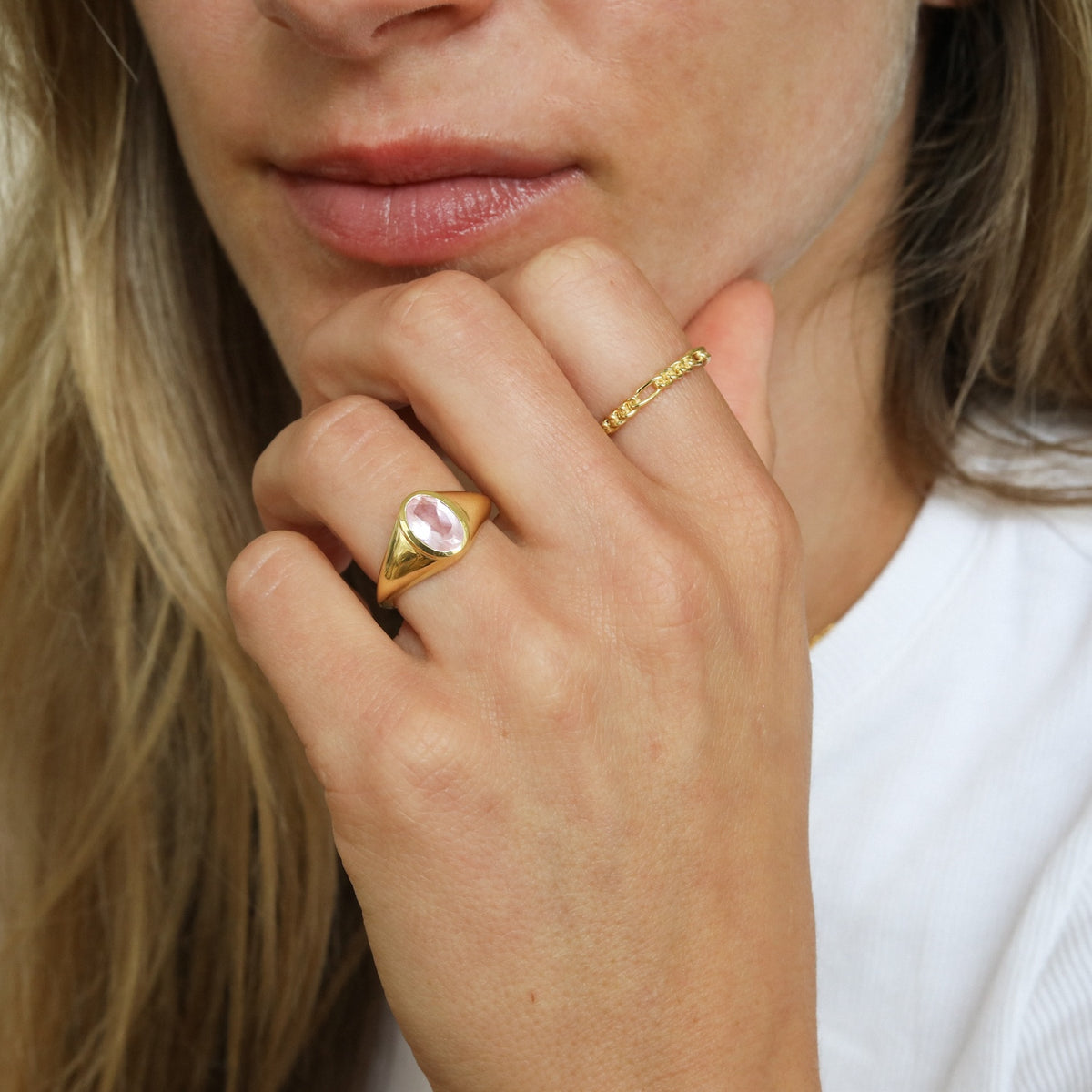 Signet Ring Rose Quartz