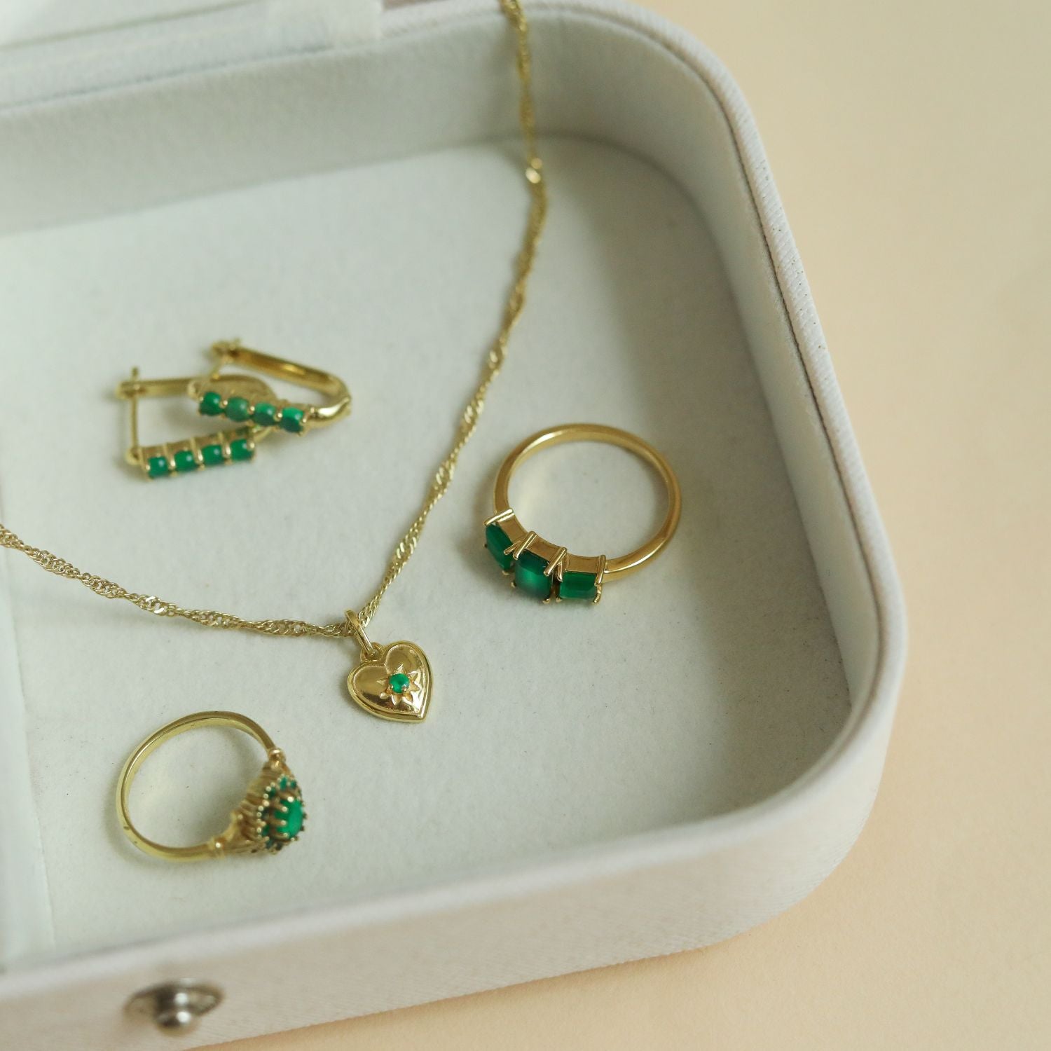 Hart Ketting met Groene Onyx | Gold Plated