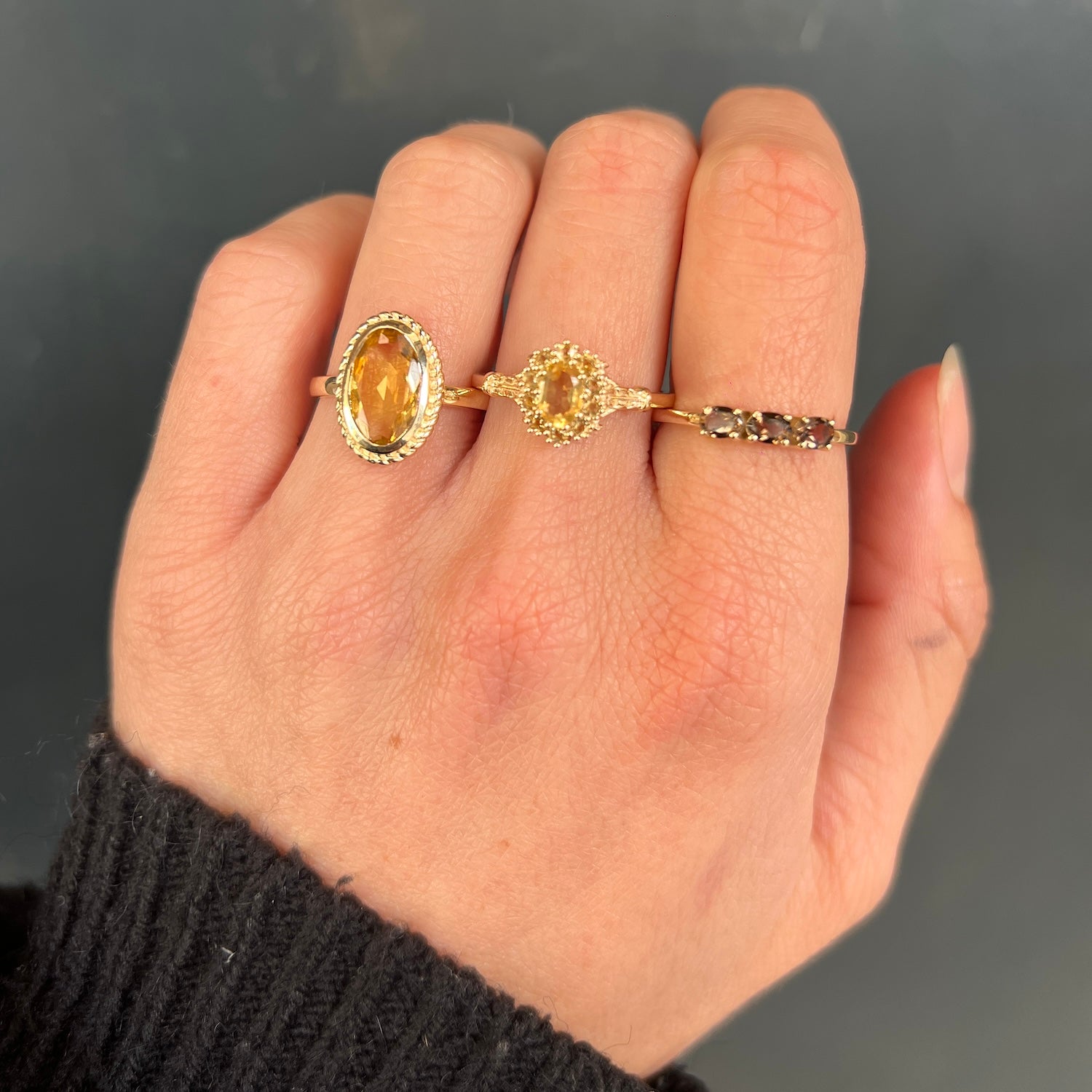 Citrien Flower ring | 14K Goud