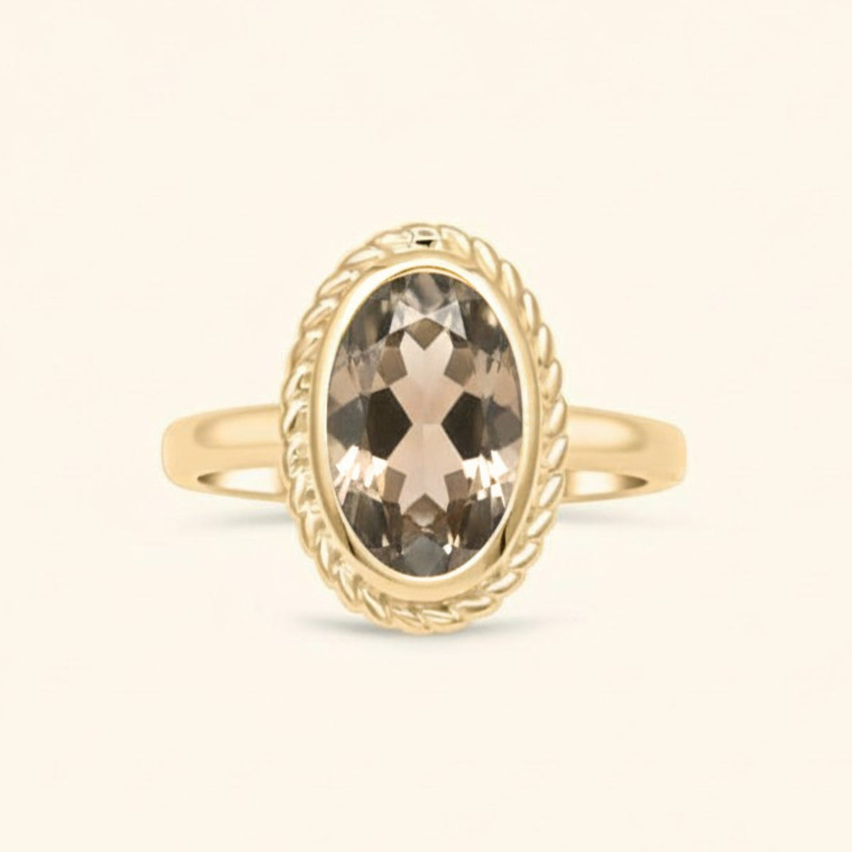 Goudkleurige ring met lichtbruine steen – Luna Light Brown ring voor dames