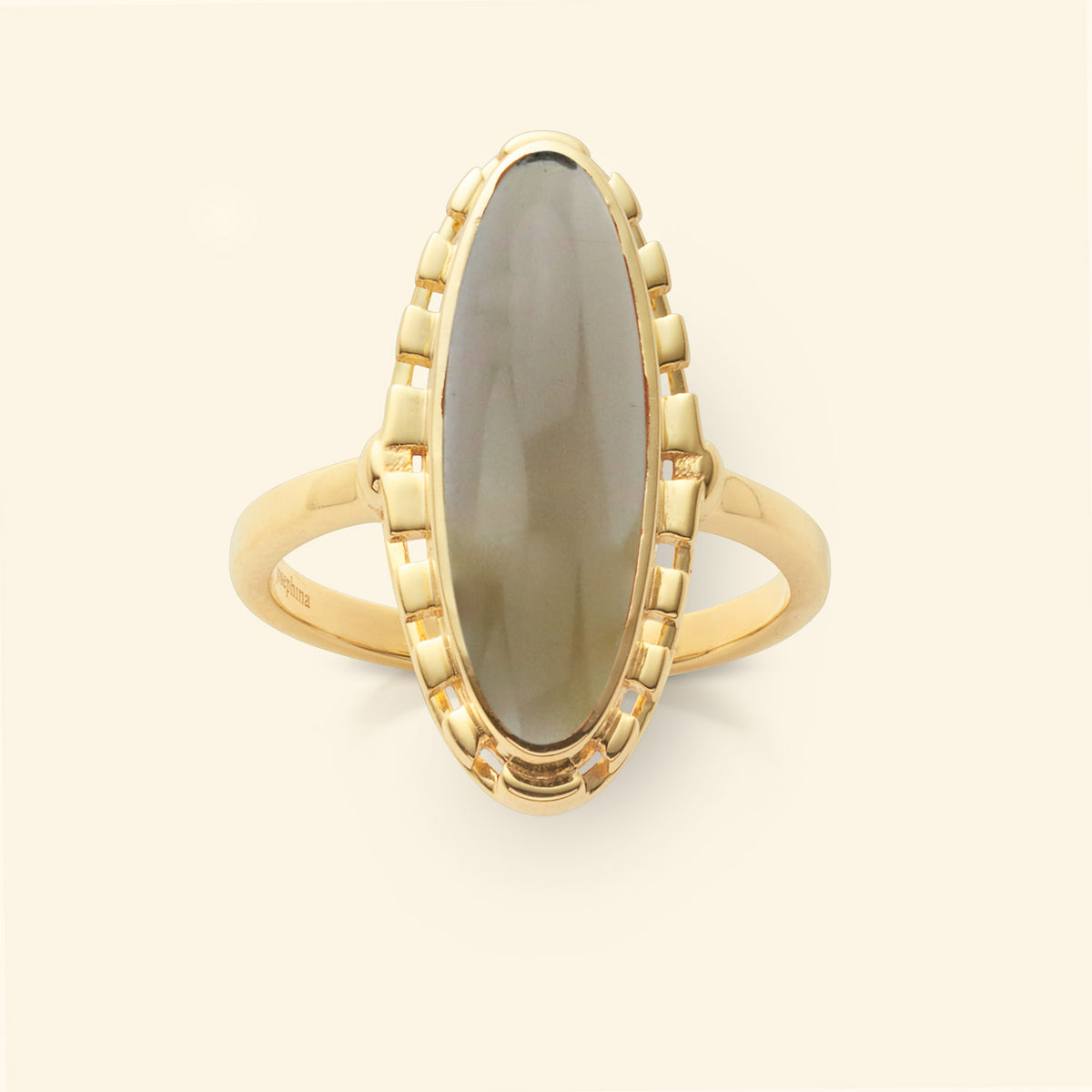 Gold plated ring met grote bruine smoky edelsteen