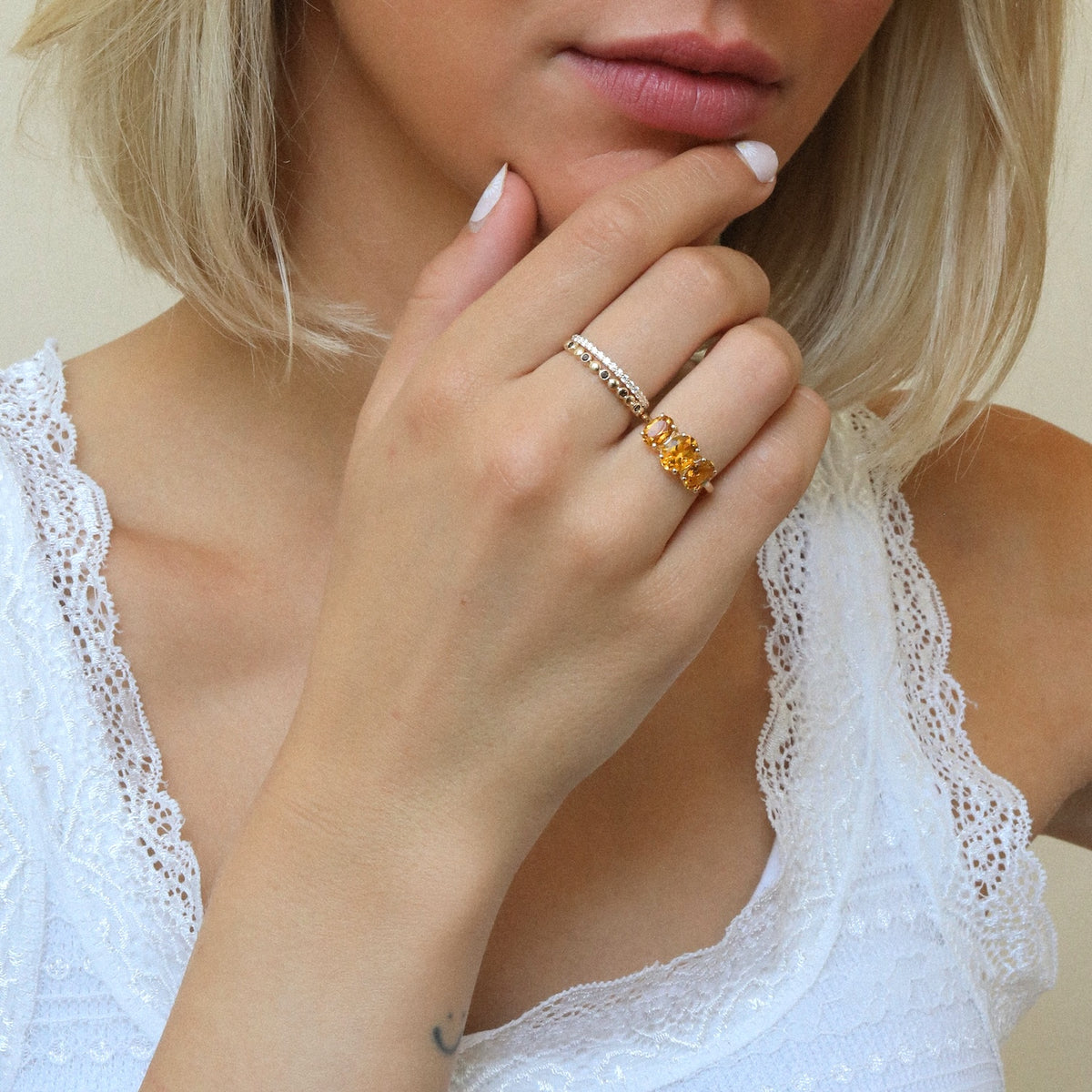 Citrine trio ring | 9K