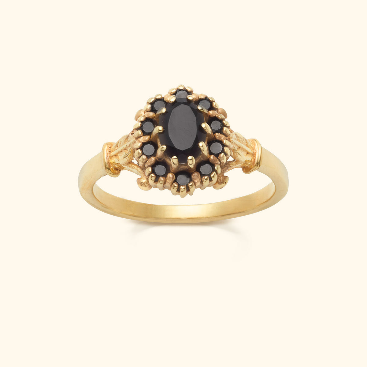 Vintage Spinel Flower ring | 14K Goud