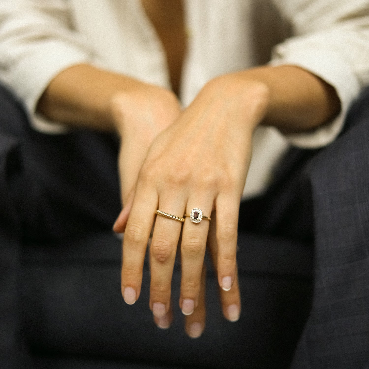 Vintage Smoky Baguette Diamond ring
