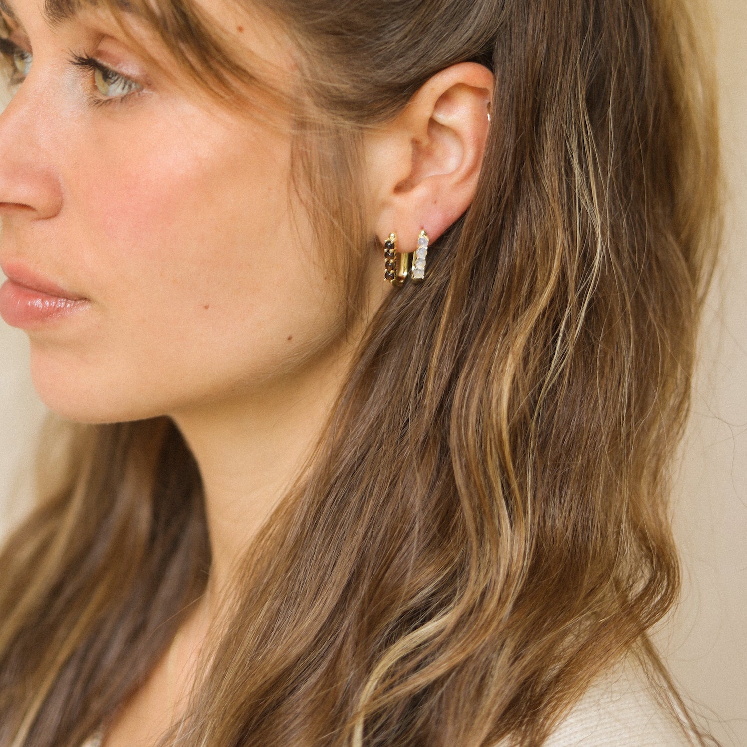Moonstone Pavé Hoops