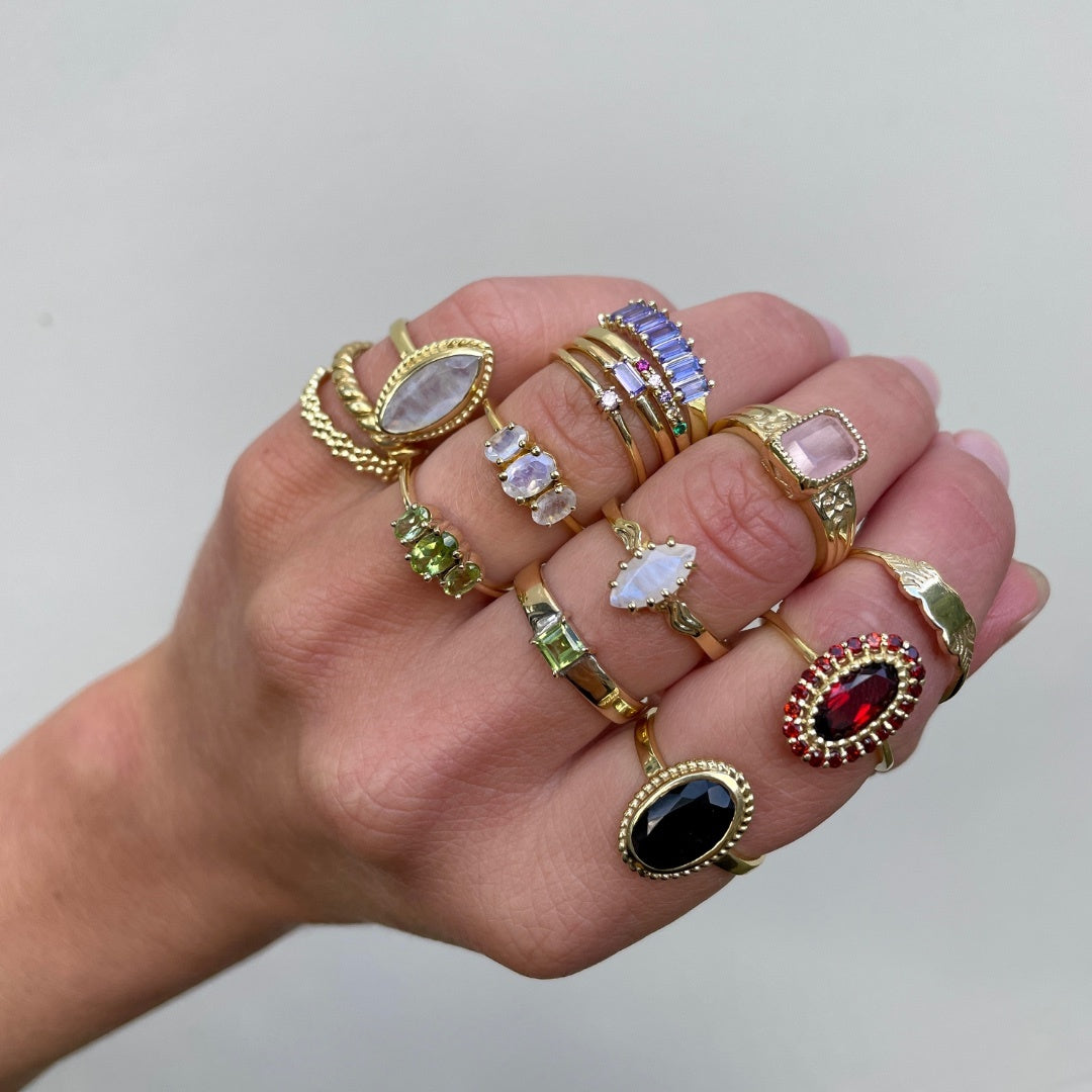 Vintage Triple Moonstone ring