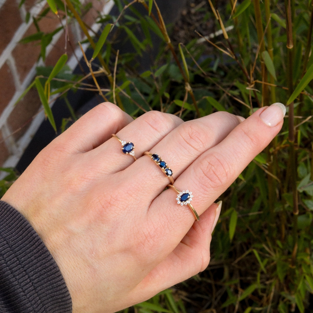 Trio Blue Sapphire ring | 14K Goud