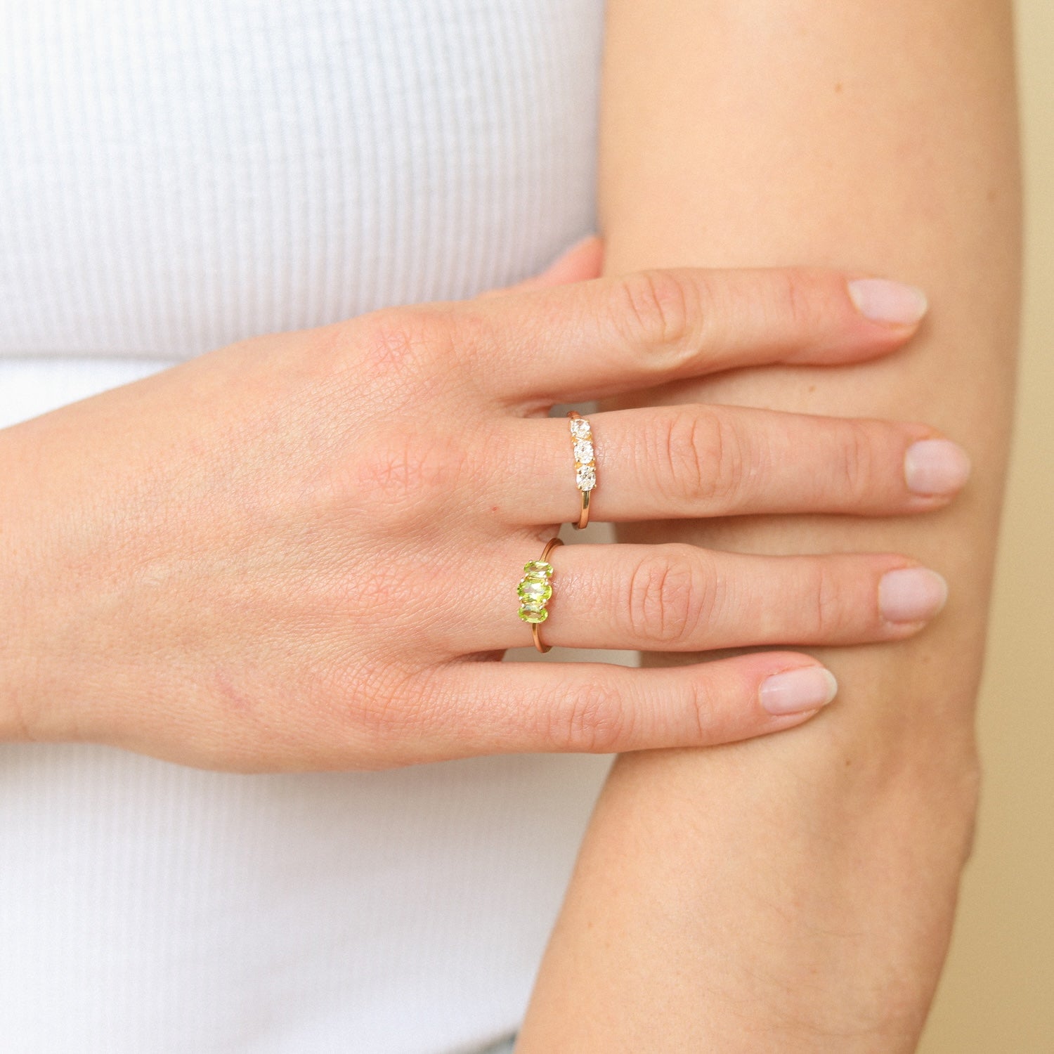 Triple Peridot ring | 14K