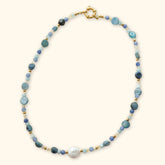 Chunky blue pearl bead necklace