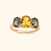 Smoky Citrine trio ring | 9K