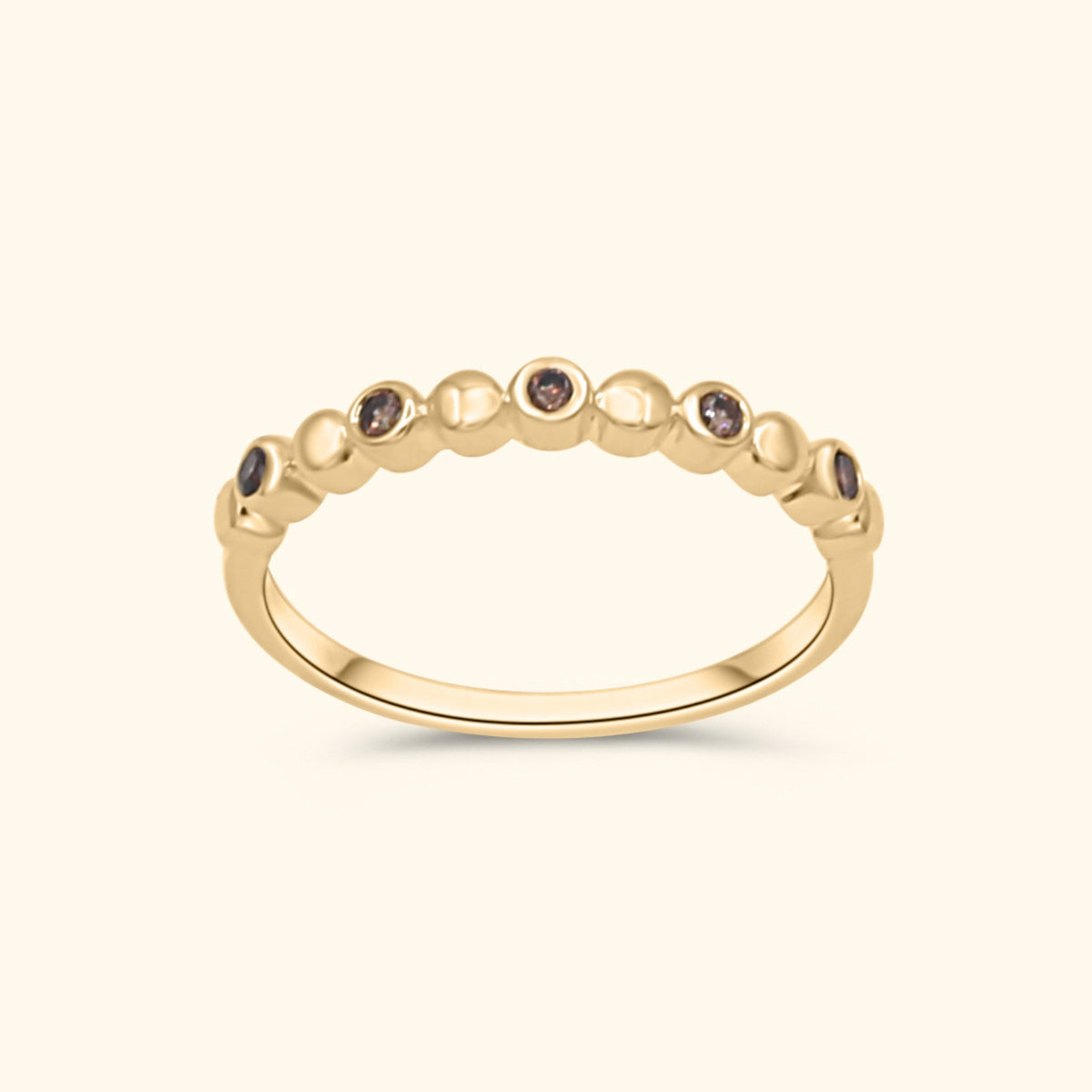 Goudkleurige stacking ring met kleine bruine steentjes – Bubba Brown Stacker Ring voor dames