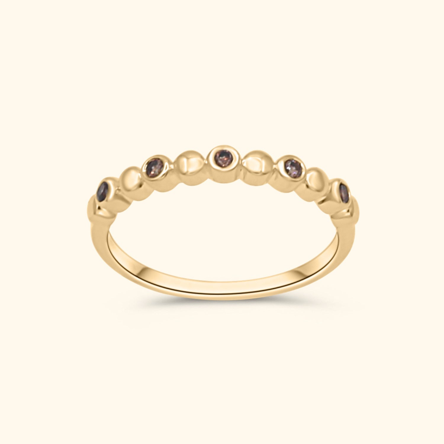 Goudkleurige stacking ring met kleine bruine steentjes – Bubba Brown Stacker Ring voor dames