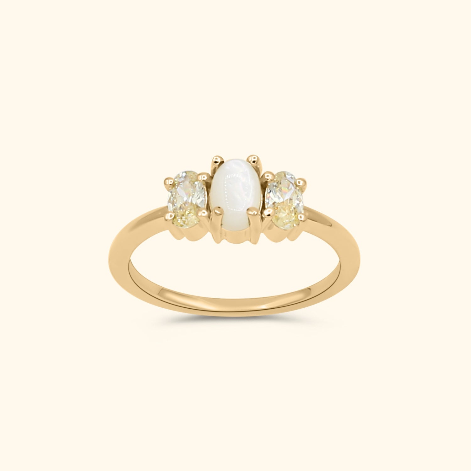 Vintage Triple Pearl Canary Ring