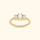 Vintage Triple Pearl Canary Ring