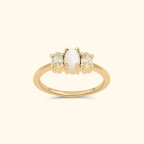 Vintage Triple Pearl Canary Ring