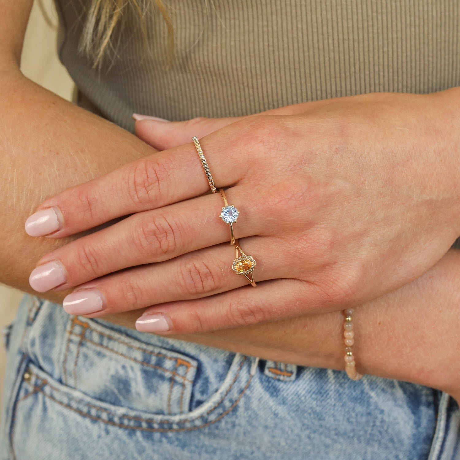 Citrien flower ring | 14K Goud