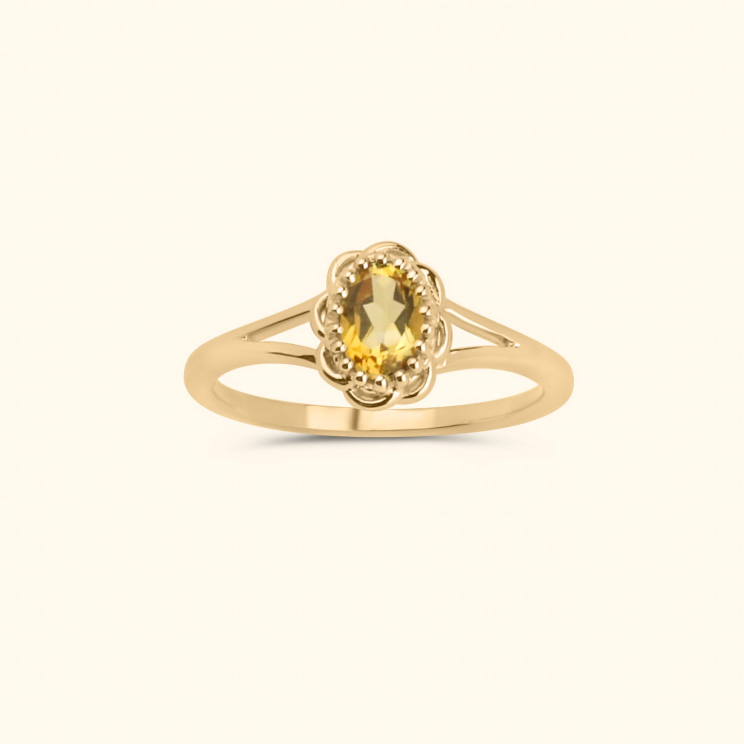 Citrien flower ring | 14K Goud