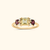 Citrine Rhodolite Cluster ring