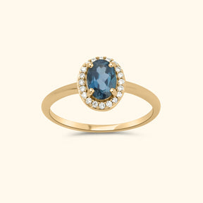 Dina London Blue Topaz Diamond ring | 9K