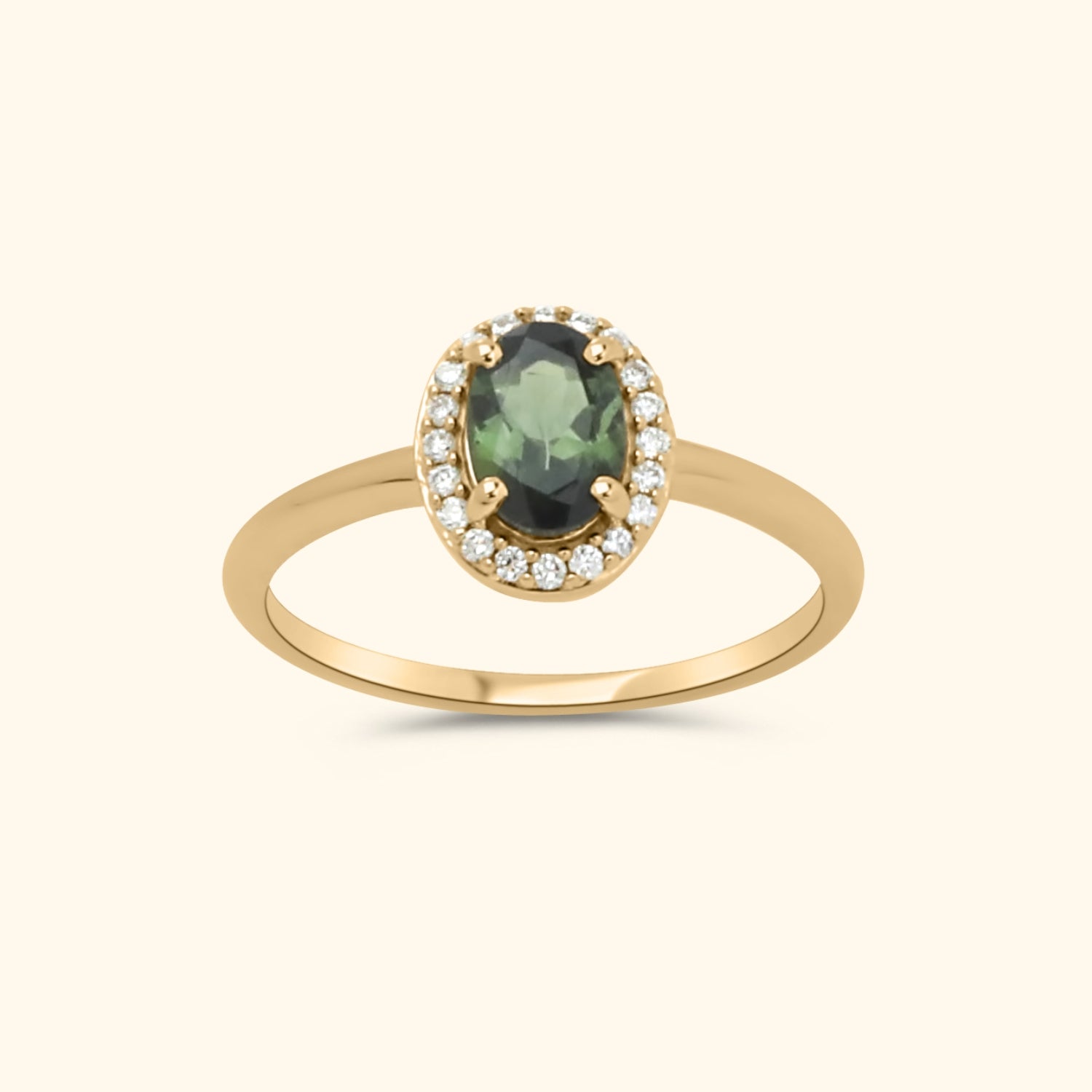 Dina Green Tourmaline Diamond ring | 9K