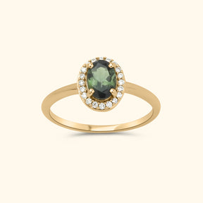 Dina Green Tourmaline Diamond ring | 9K