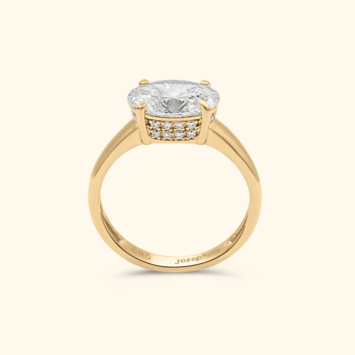 Eloise 2 ct East to West Oval Diamond Ring – Double Hidden Halo | 14K Gold