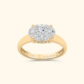 Eloise 2 ct East to West Oval Diamond Ring – Double Hidden Halo | 14K Gold
