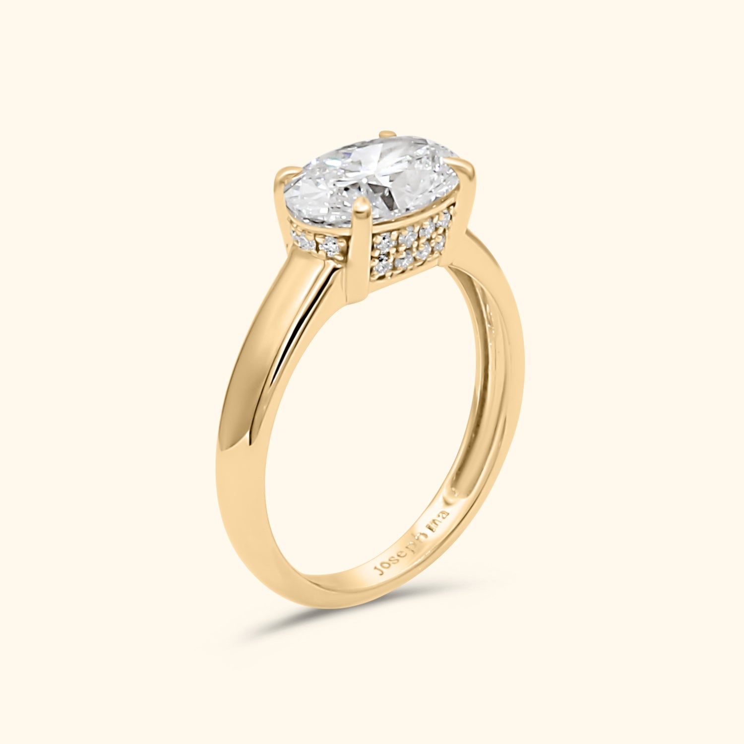 Eloise 2 ct East to West Oval Diamond Ring – Double Hidden Halo | 14K Gold