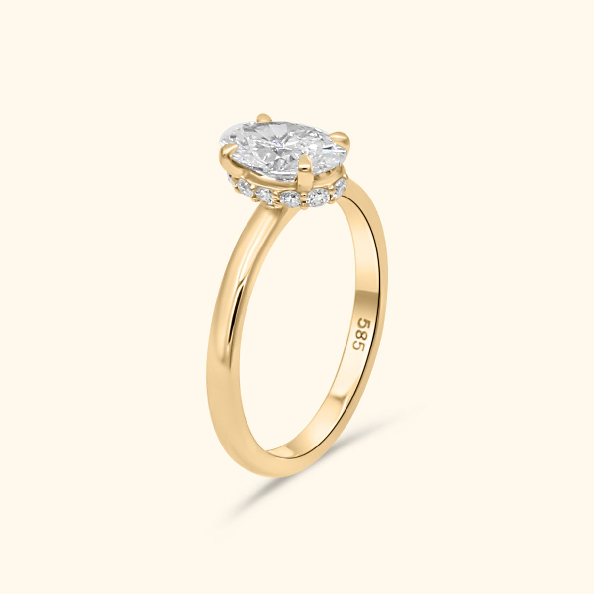 Hailey 1 ct Oval Hidden Halo Verlovingsring | 14K Goud