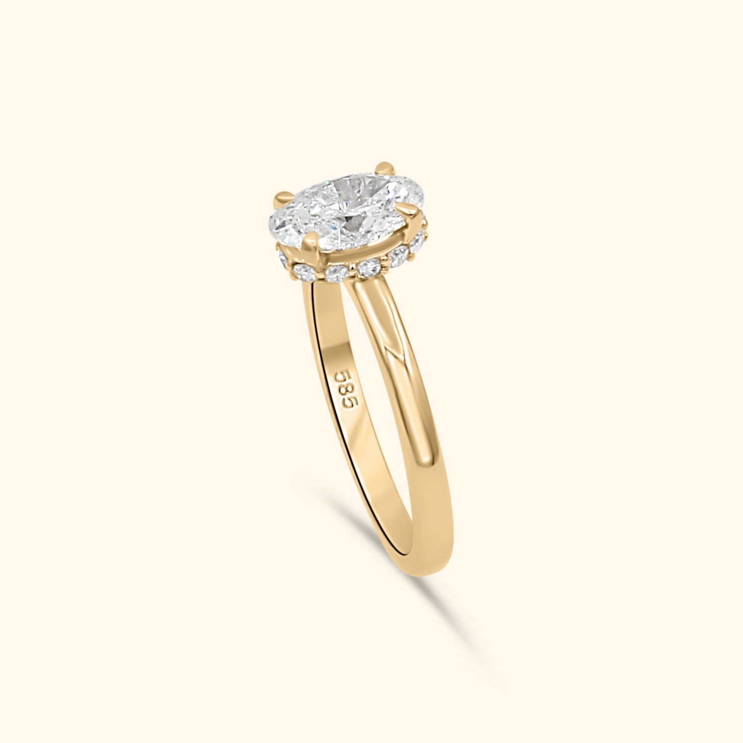 Hailey 1 ct Oval Hidden Halo Verlovingsring | 14K Goud