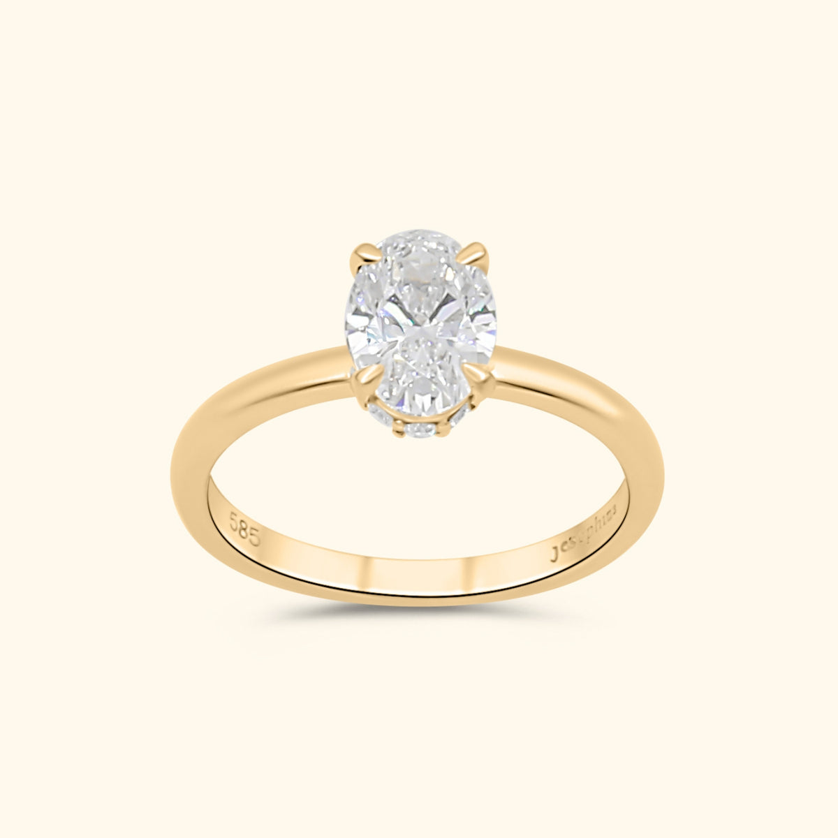 Hailey 1 ct Oval Hidden Halo Verlovingsring | 14K Goud
