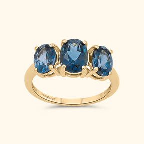 Isla Trio London Blue Topaz Ring | 9K Gold