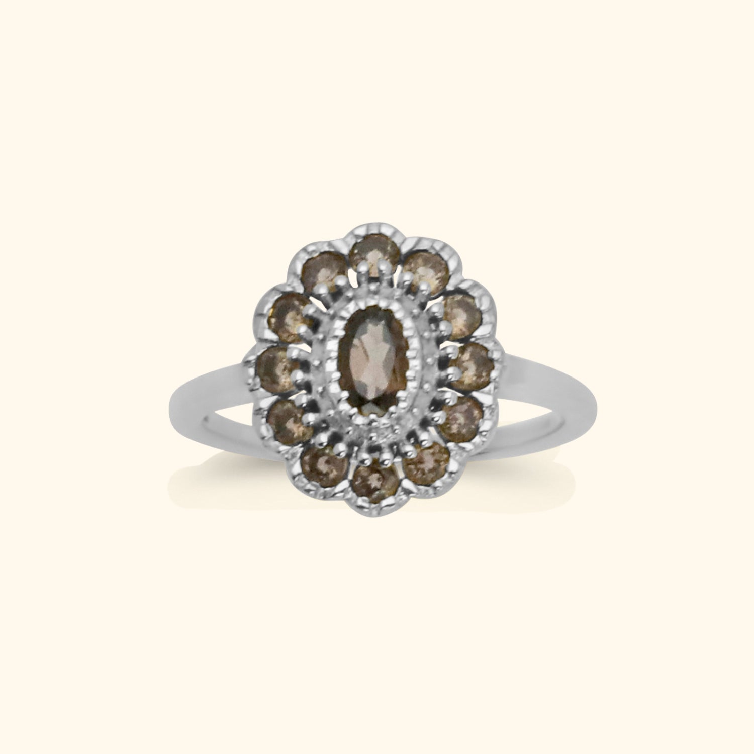 Kae Smoky Flower ring silver