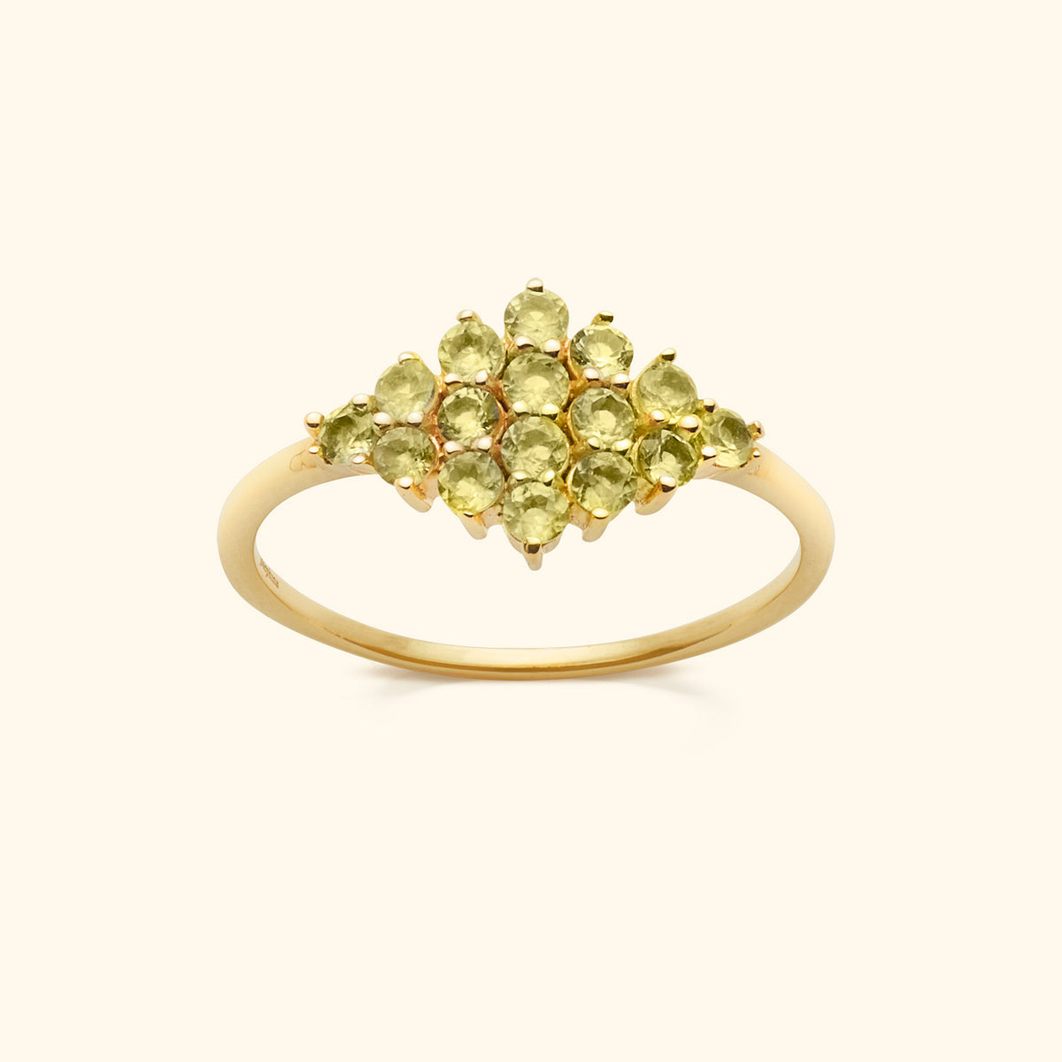 Kody Peridot cluster ring | 14K goud