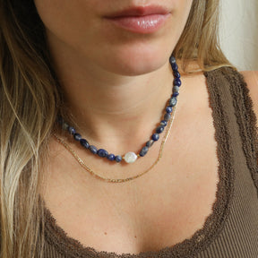 Chunky blue sodalite bead necklace