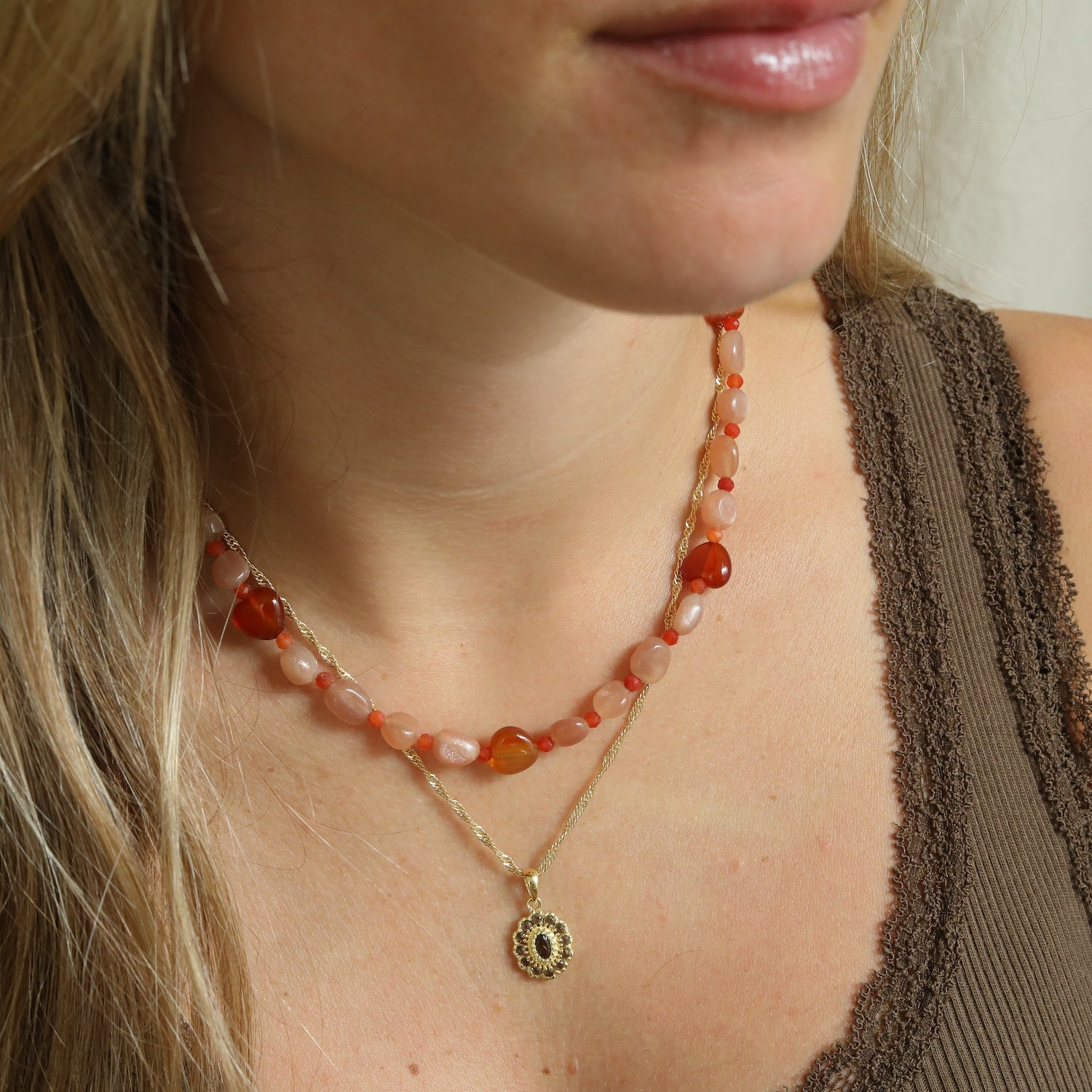 Chunky orange beaded necklace