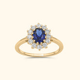 9 karaat gouden ring met blauwe saffier en diamanten – Lady Diana Sapphire Diamond Ring voor dames