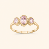 licht roze toermalijn ring in 14 karaat goud
