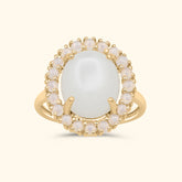 Livia Moonstone Halo Ring | 9K Gold