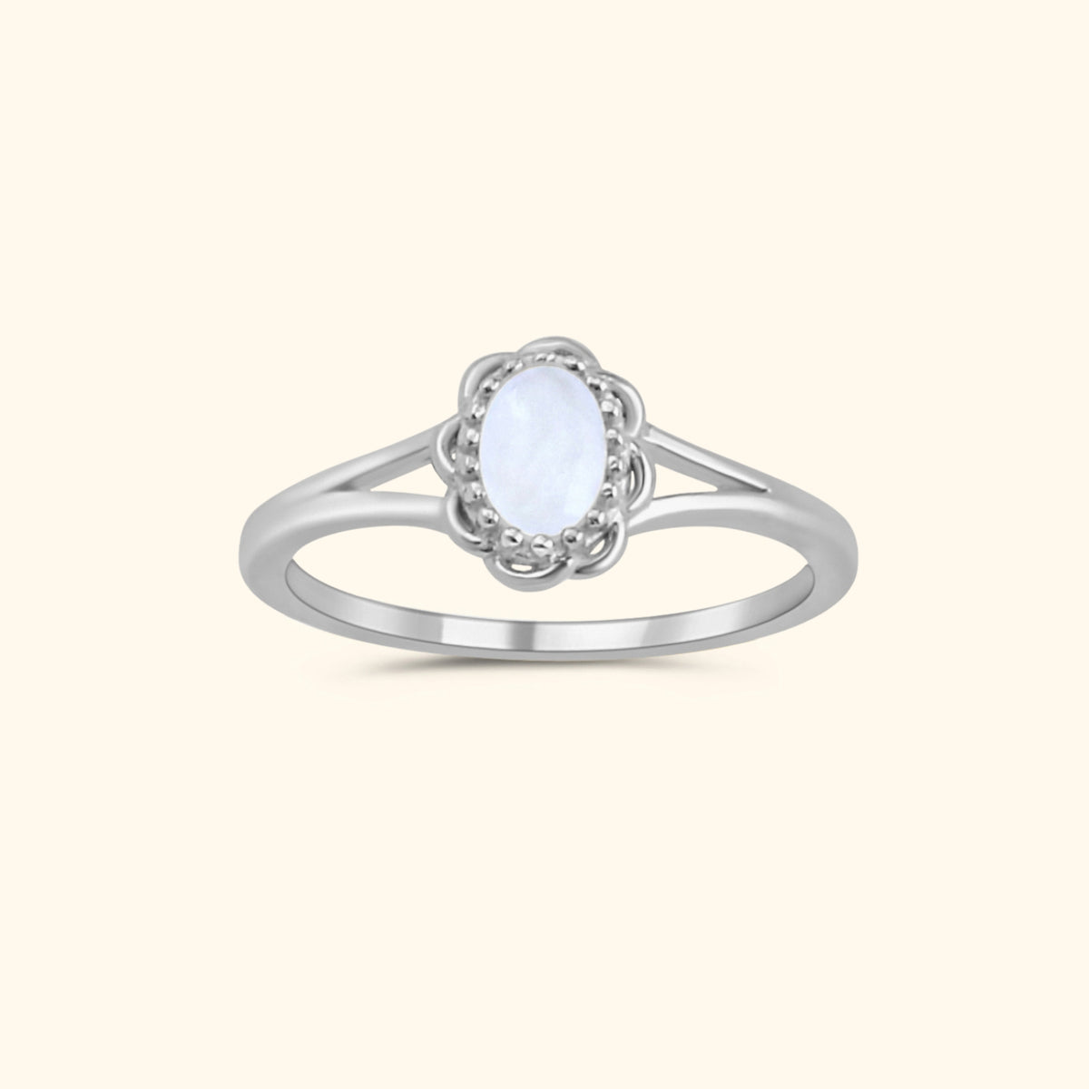 Moonstone flower ring silver