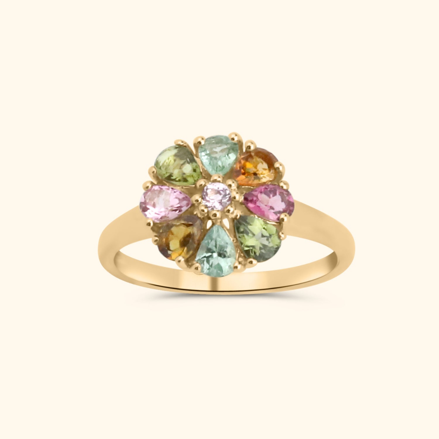 Tourmaline Flower Ring | 9K