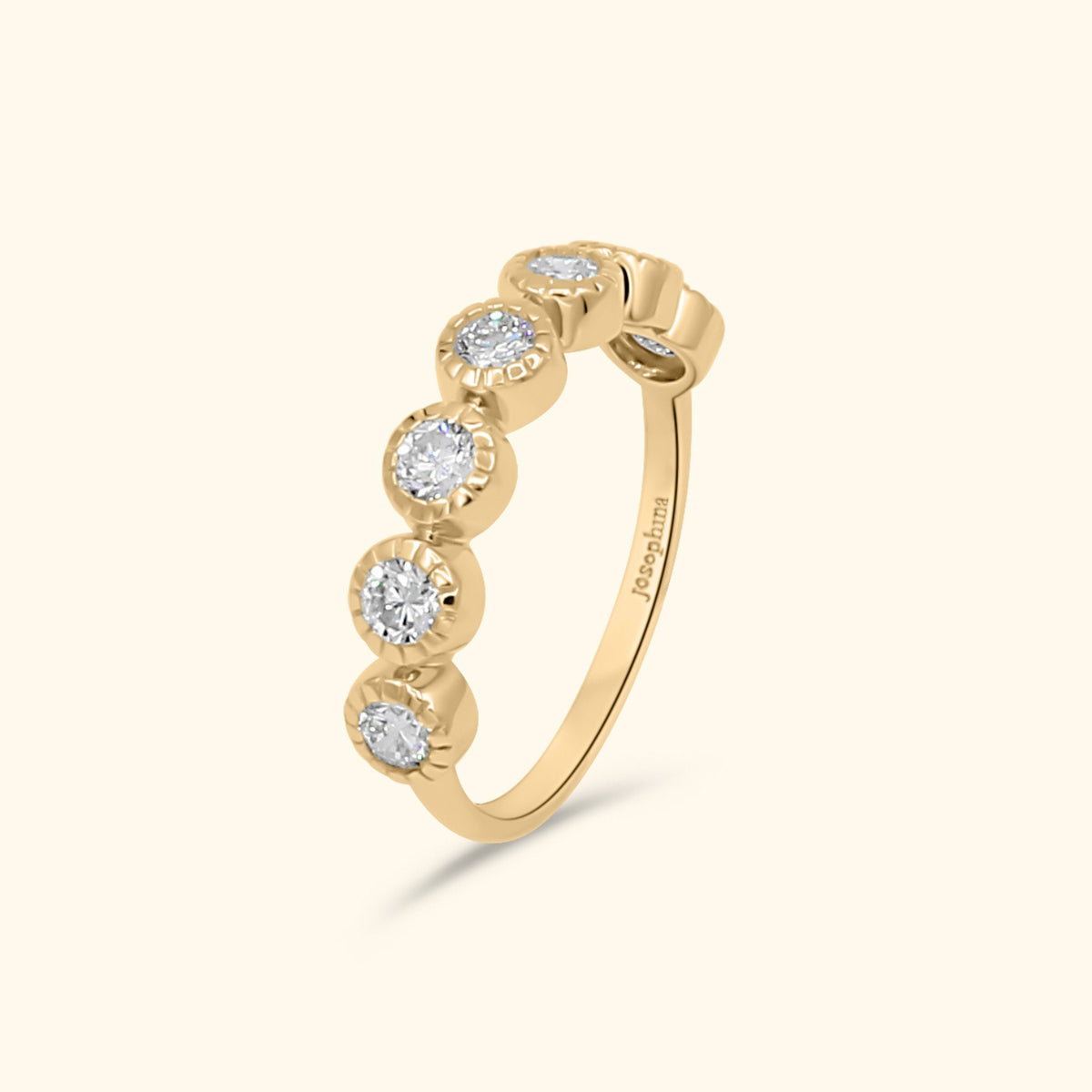 Olivia Bezel Diamond Half Eternity Ring | 9K Gold