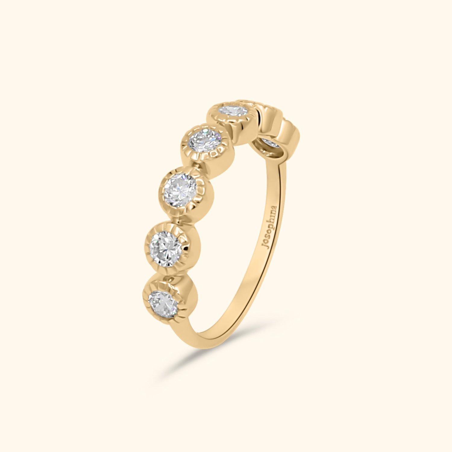 Olivia Bezel Diamond Half Eternity Ring | 9K Gold