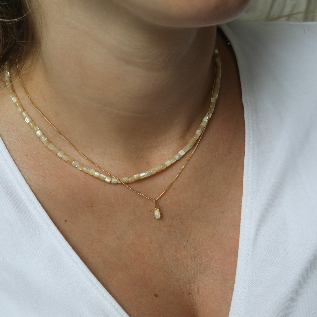 Opaal Birthstone Hanger Oktober | 14K Goud