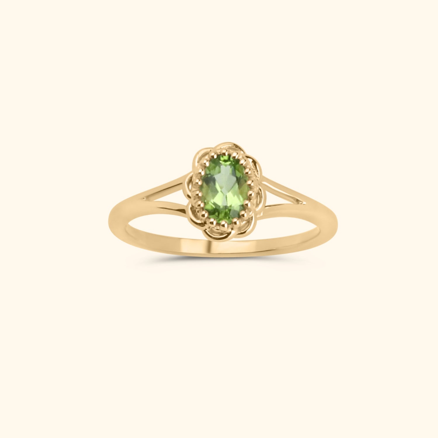 Peridot flower ring | 14K Goud