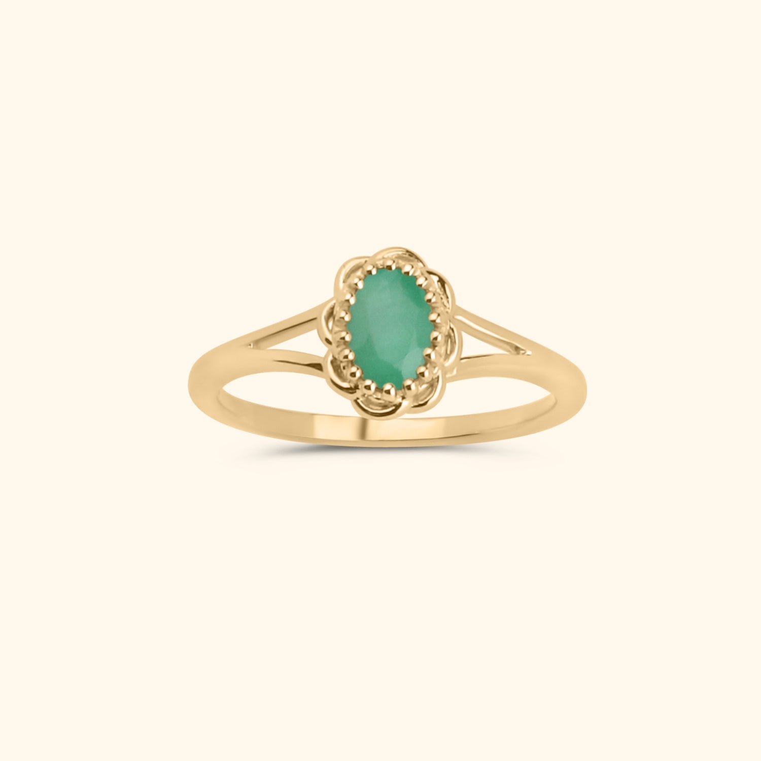 Emerald flower ring | 14K gold