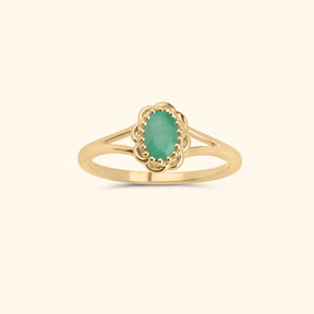 Smaragd flower ring | 14K Goud